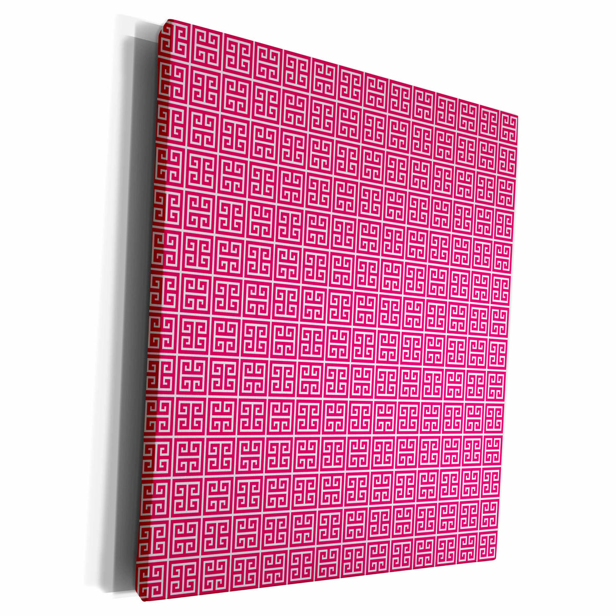 3dRose Pink and White Greek Key Pattern - Museum Grade Canvas Wrap (cw_215892)
