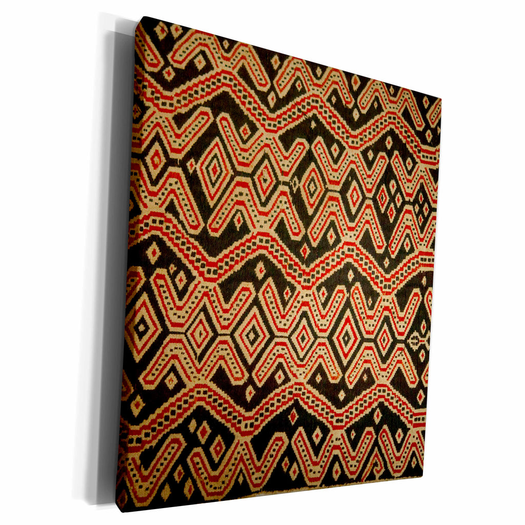 3dRose Motif from Antique Asian Textile, Wave Pattern - Museum Grade Canvas Wrap (cw_225986)