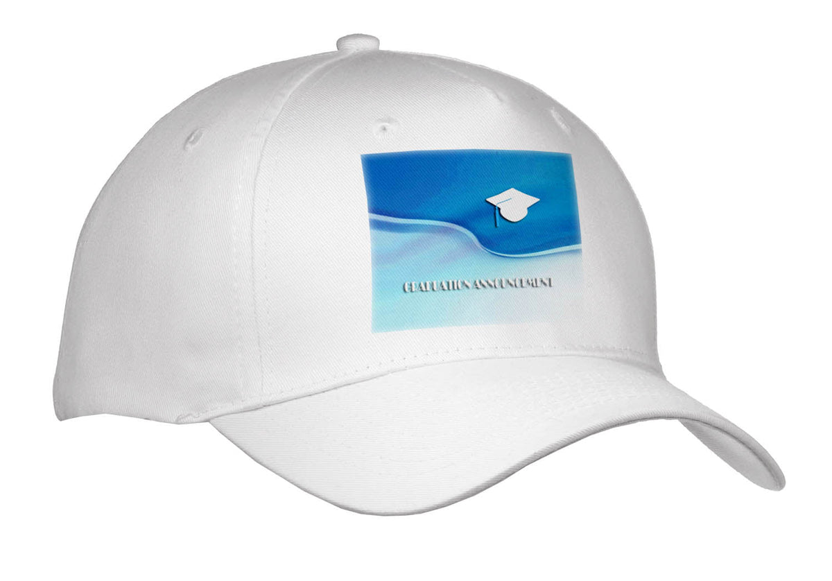 3dRose Graduation Announcement, White Cap on Aqua Wave - Caps (Cap_336609)