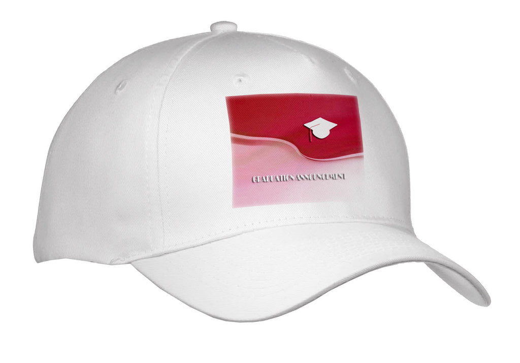 3dRose Graduation Announcement, White Cap on Red Wave - Caps (Cap_336610)