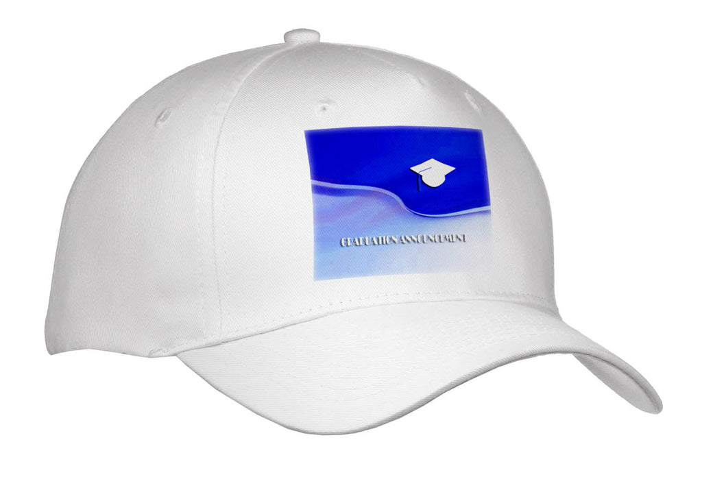 3dRose Graduation Announcement, White Cap on Blue Wave - Caps (Cap_336611)