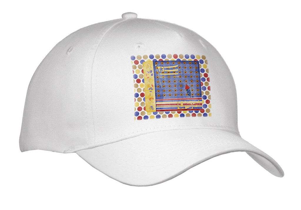 3dRose Image of Rocket, Flag, America, USA, Dots, Hearts, Gold, Red, Blue - Caps (Cap_336625)