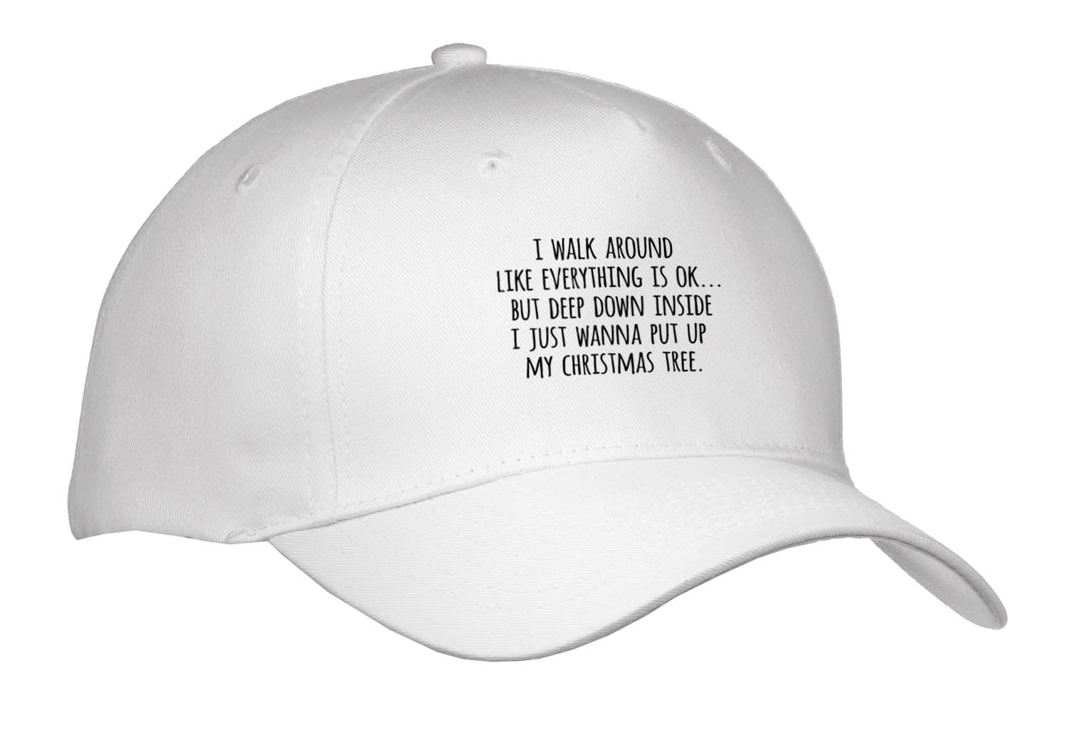 3dRose I just Wanna Put up My Christmas Tree. Black Lettering on White. - Caps (Cap_336643)