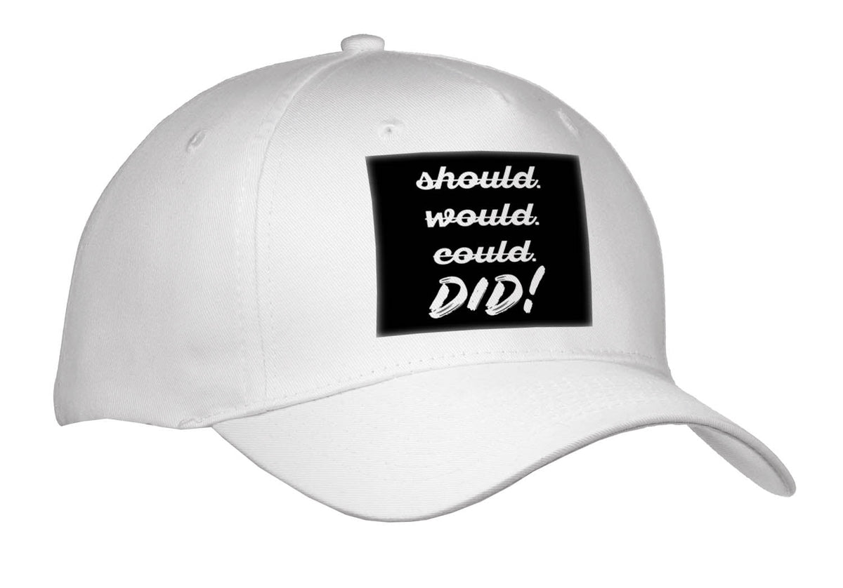 3dRose Should Would Could Crossed Out. DID. White Lettering on Black. - Caps (Cap_336644)
