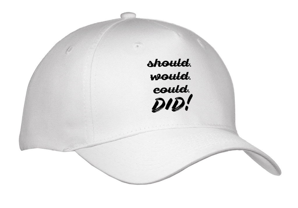 3dRose Should Would Could Crossed Out. DID. Black Lettering on White. - Caps (Cap_336645)