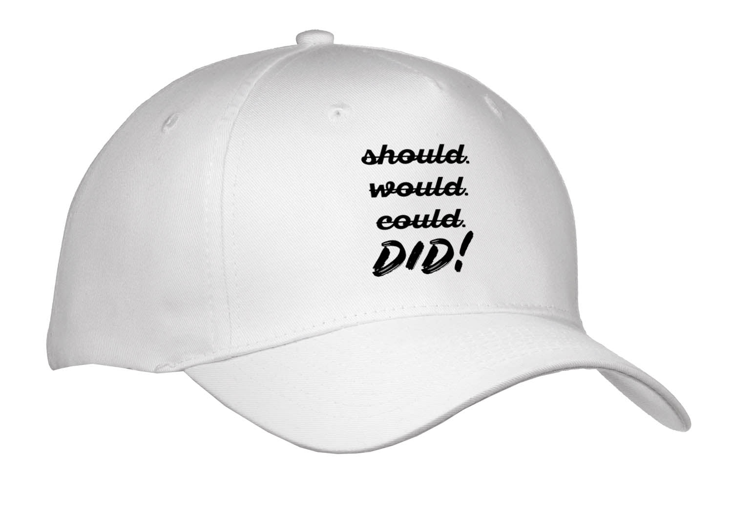3dRose Should Would Could Crossed Out. DID. Black Lettering on White. - Caps (Cap_336645)