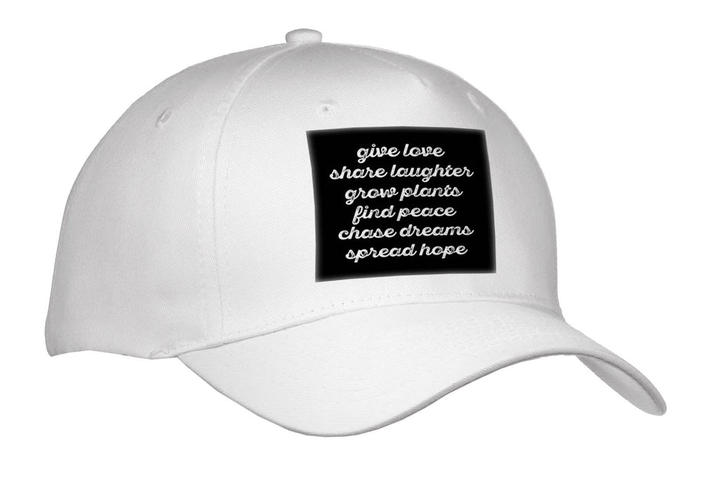 3dRose Positive Vibes in White Distressed Cursive on a Black Background. - Caps (Cap_336646)
