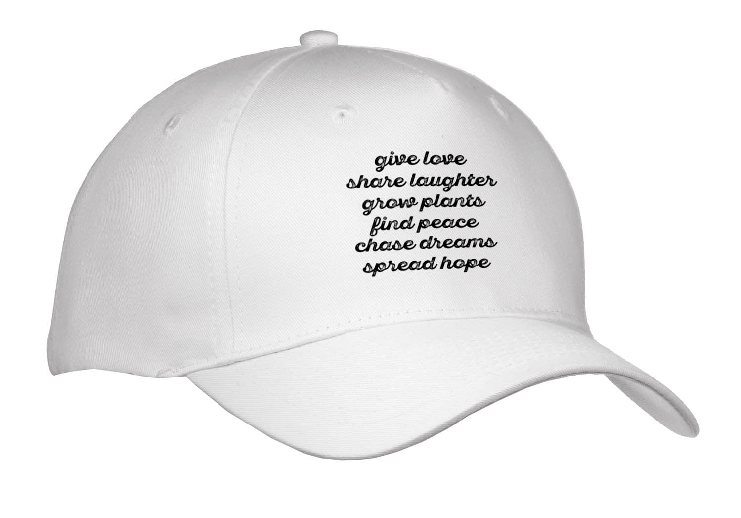 3dRose Positive Vibes in Black Distressed Cursive on a White Background. - Caps (Cap_336647)