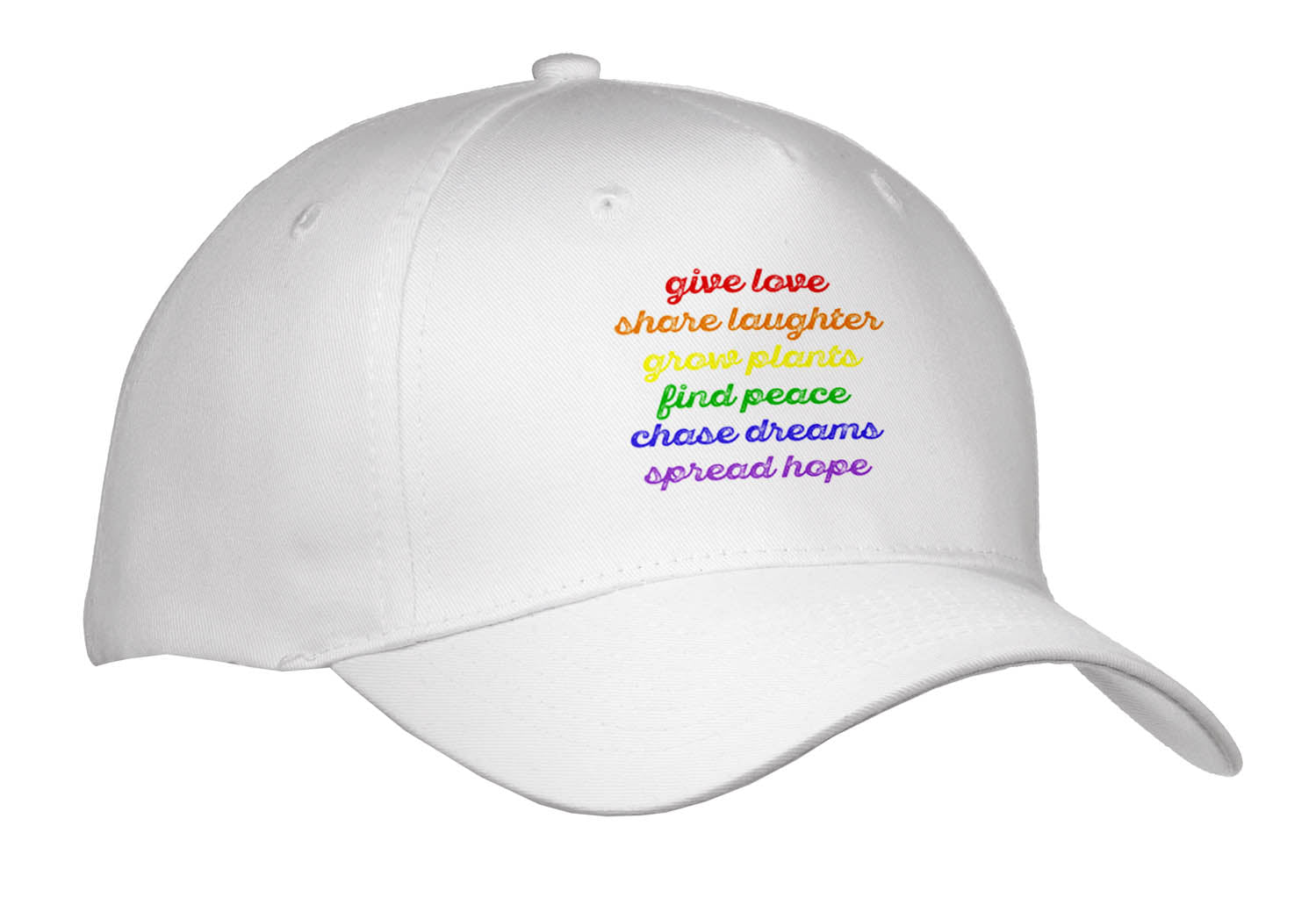 3dRose Positive Vibes in Colorful Distressed Cursive on a White Background. - Caps (Cap_336649)