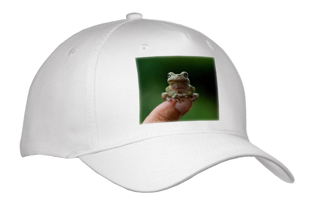 3dRose Macro Photograph of a Gray Tree Frog Perched on a Thumb. - Caps (Cap_336652)