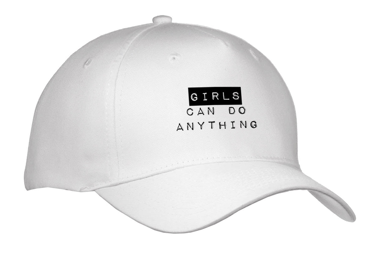 3dRose Girls can do Anything. Black Lettering on a White Background. - Caps (Cap_336656)