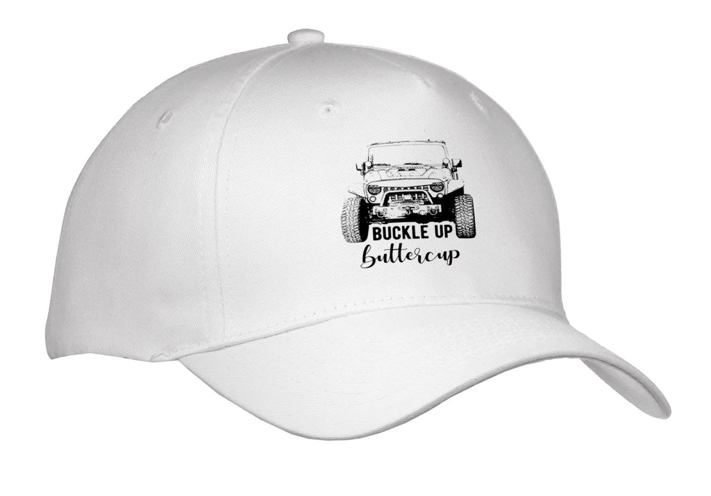 3dRose Buckle up buttercup with a stamped sports utility vehicle. - Caps (cap_336659)