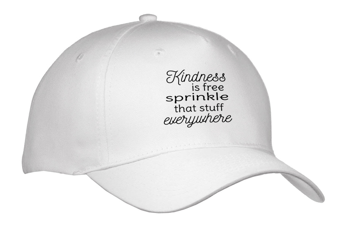 3dRose Kindness is Free Sprinkle That Stuff Everywhere. Black on White. - Caps (Cap_336667)