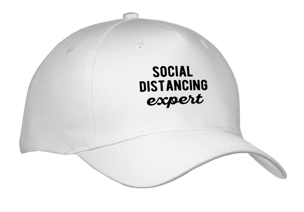 3dRose Social distancing Expert. Black Lettering on a White Background. - Caps (Cap_336671)