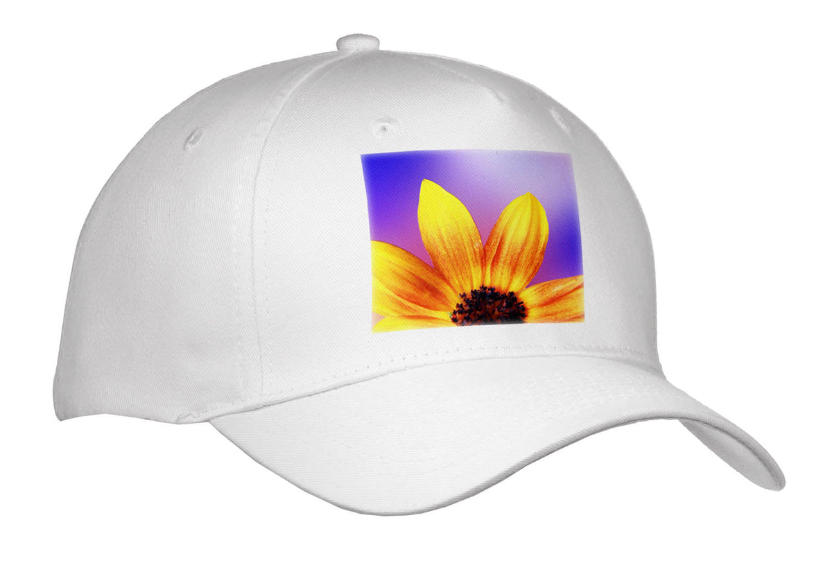 3dRose Macro Photograph of one Side of a Sunflower with a Purple Background. - Caps (Cap_336700)