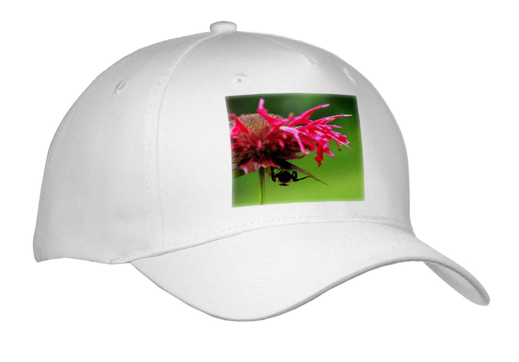 3dRose Macro Photograph of Pink bee Balm with a Carpenter bee Taking a nap. - Caps (Cap_336709)