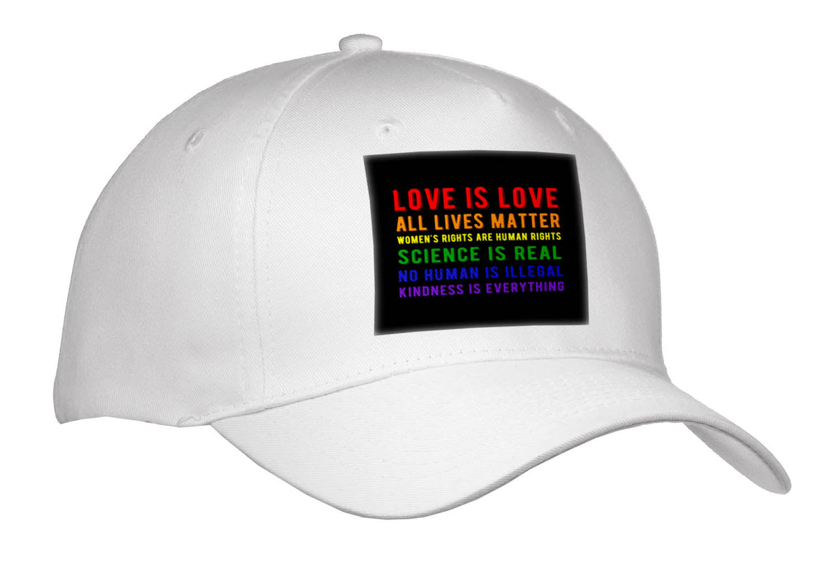 3dRose Love is Love All Lives Matter. Colorful Lettering on Black Background. - Caps (Cap_336718)