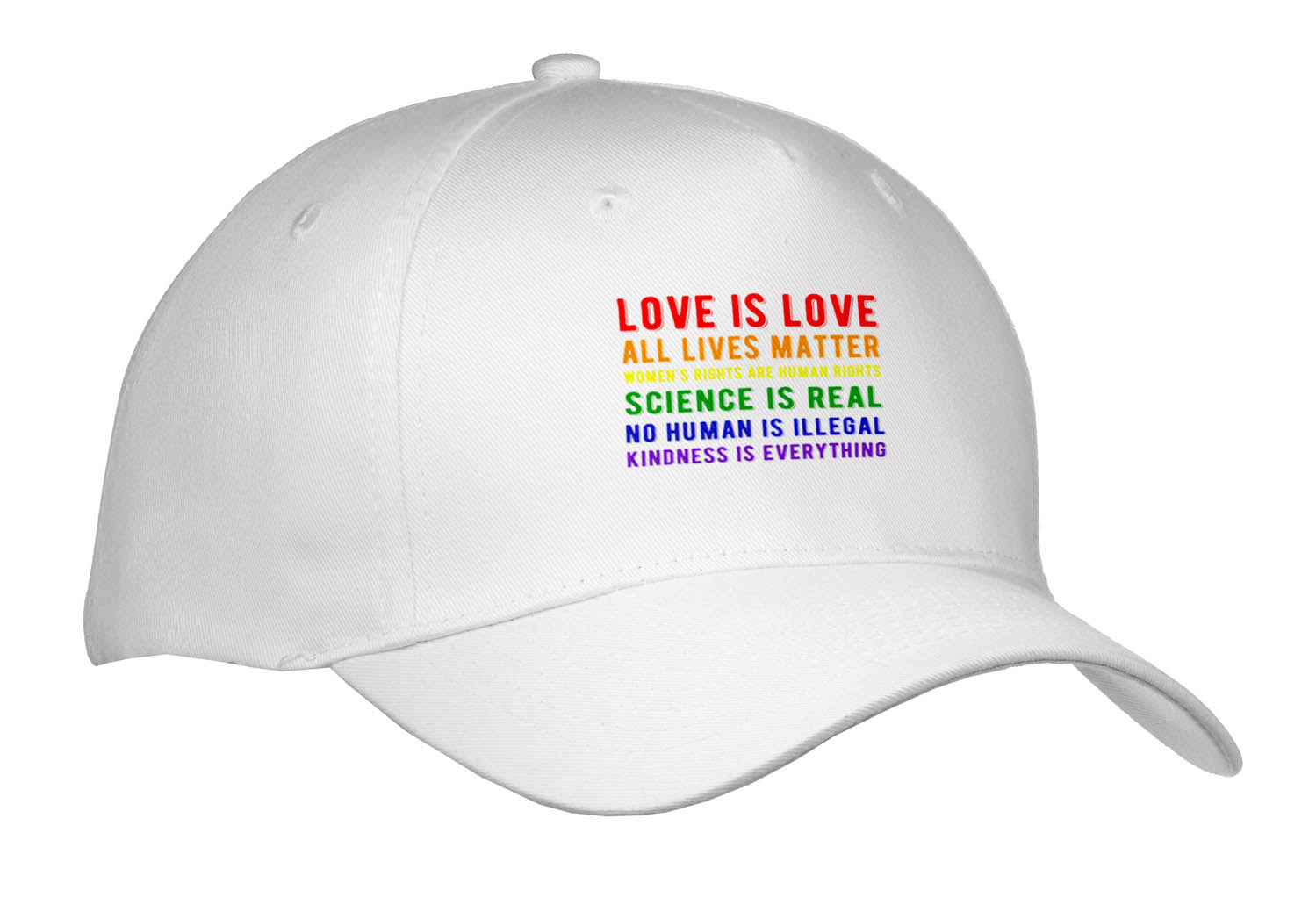 3dRose Love is Love All Lives Matter. Colorful Lettering on White Background. - Caps (Cap_336719)