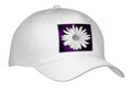 3dRose Photograph of a White Maximilian Sunflower on a Purple Background. - Caps (Cap_336721)