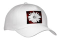 3dRose Photograph of a White Maximilian Sunflower on a red Background. - Caps (Cap_336723)