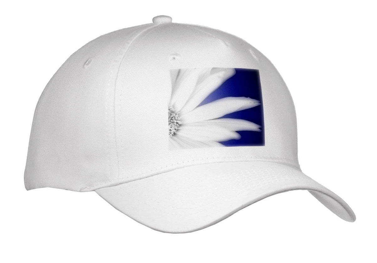 3dRose Photo of White Maximilian Sunflower Petals on a Blue Background. - Caps (Cap_336725)