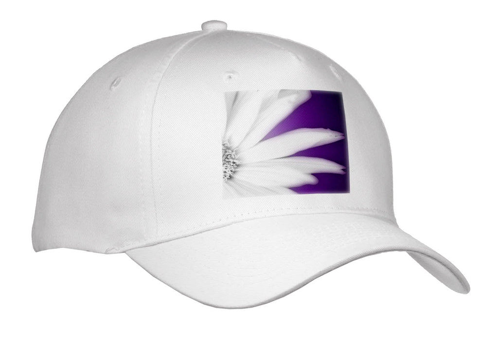 3dRose Photo of White Maximilian Sunflower Petals on a Purple Background. - Caps (Cap_336728)
