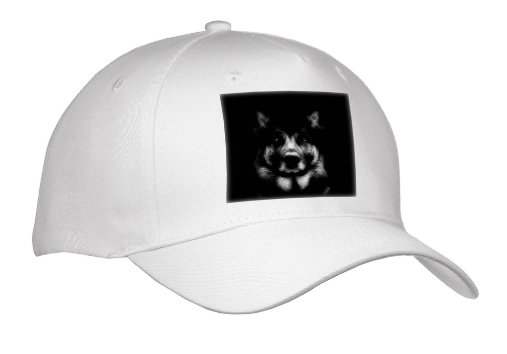 3dRose Black and White Photo of a German Shepherd with a Faded Paint Effect. - Caps (Cap_336734)