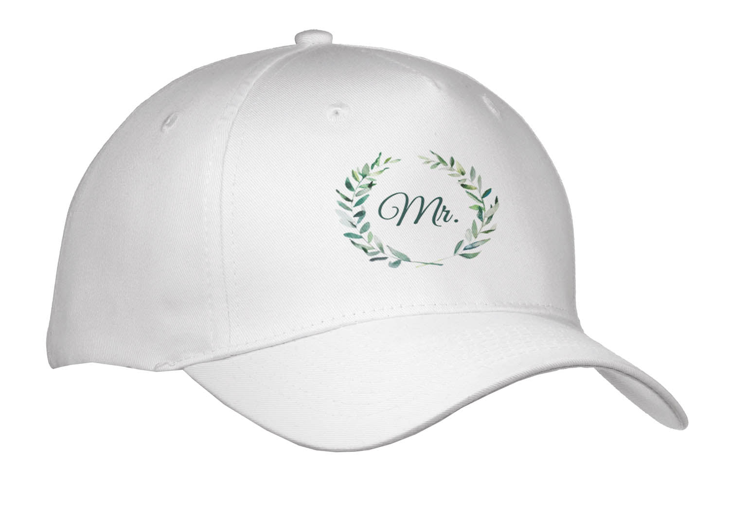 3dRose Green Mr. Inside a Wreath of Green Leaves on White Background. - Caps (Cap_336939)