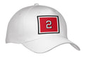 3dRose 777images Popular Sports Colors and Numbers - Number 2 in White Trimmed in Black on Crimson red Background. Outer Trim in White and Black. - Adult Baseball Cap (Cap_33694)