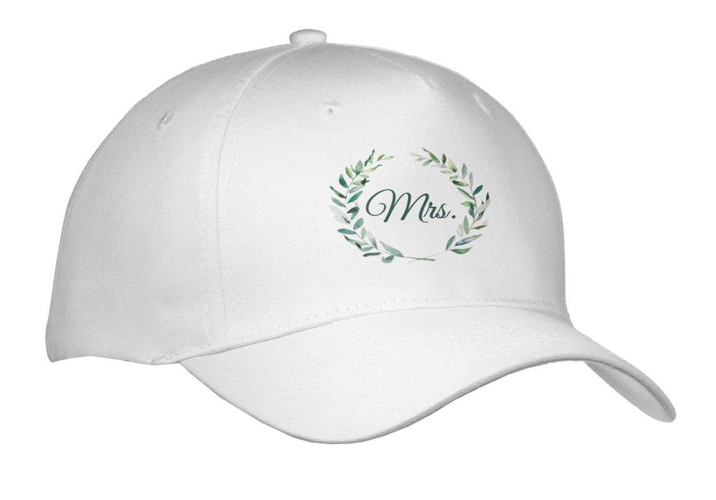 3dRose Green Mrs. Inside a Wreath of Green Leaves on White Background. - Caps (Cap_336943)
