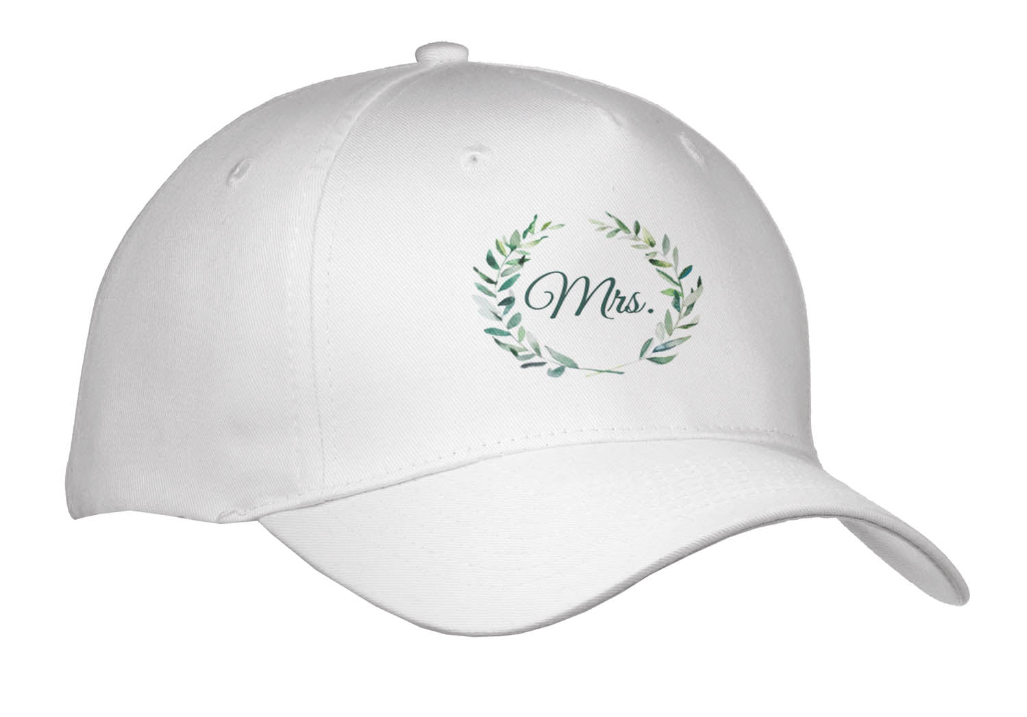 3dRose Green Mrs. Inside a Wreath of Green Leaves on White Background. - Caps (Cap_336943)