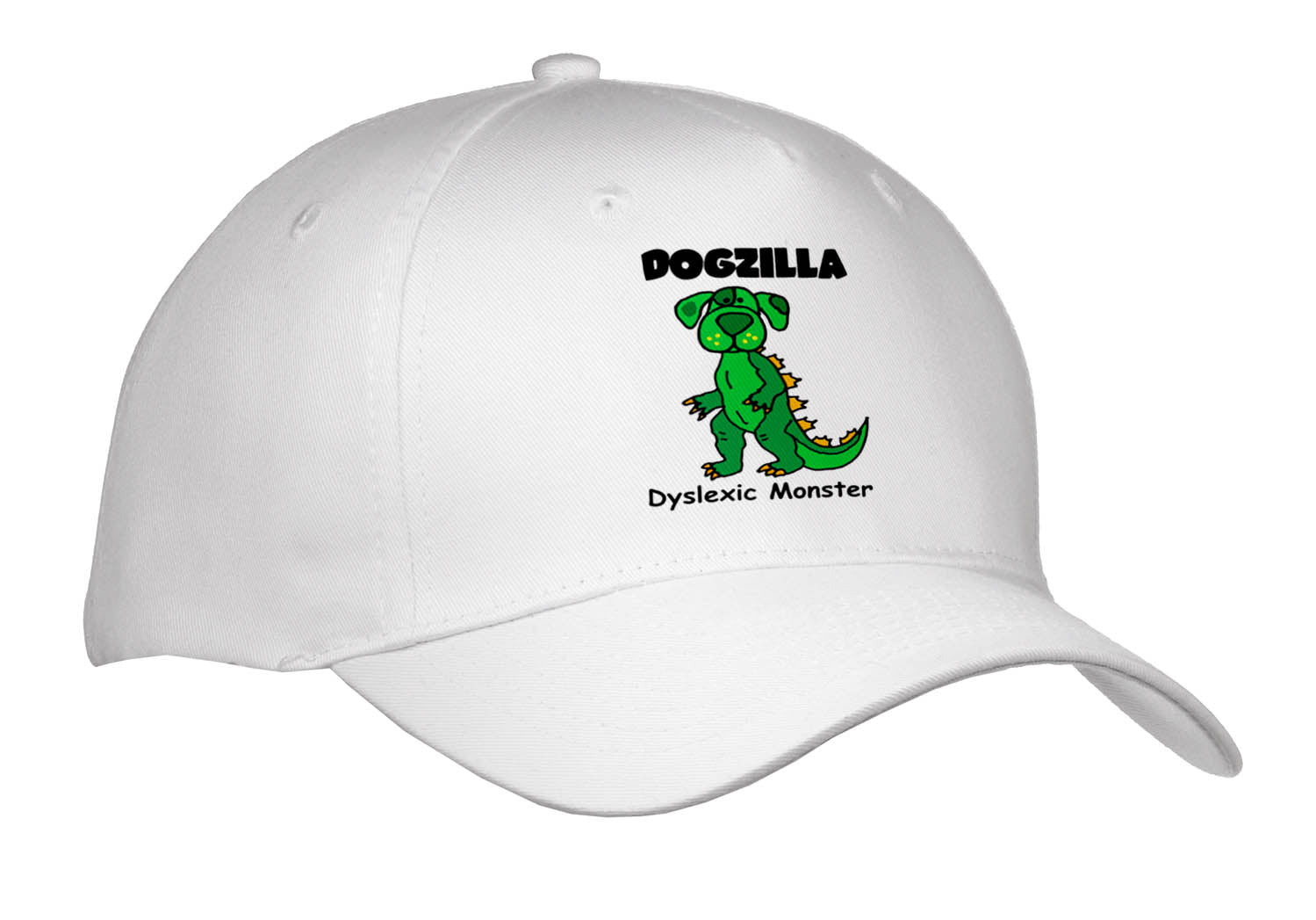 3dRose Funny Cute Green Dogzilla Dyslexic Monster Dog Cartoon - Caps (Cap_338238)