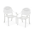 Cast Aluminum Patio Chairs Set of 2 with Armrests-White