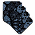 3dRose PS Creations - Blue Sugar Skulls Day of The Dead Art - Coasters (CST_110444)