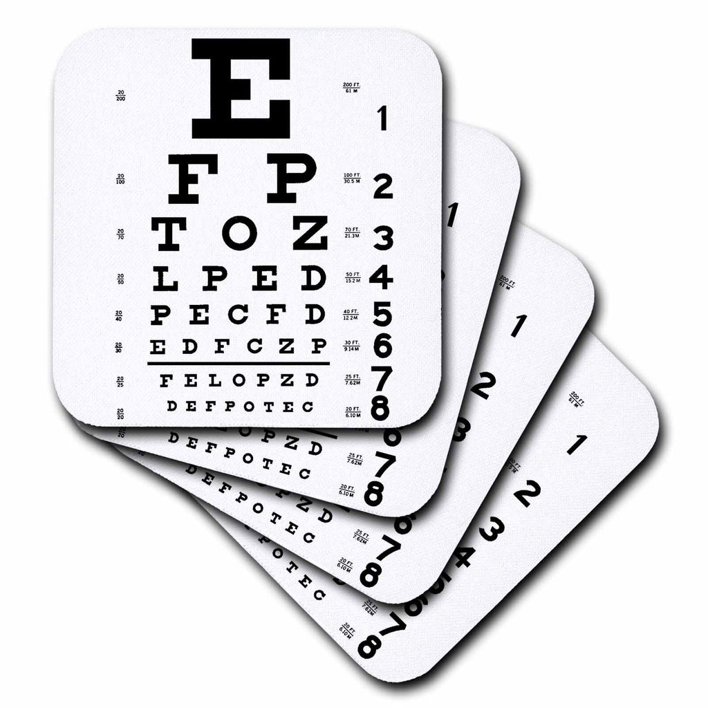 3dRose PS Vintage - Eye Chart Alphabet in Black - Coasters (CST_110446)