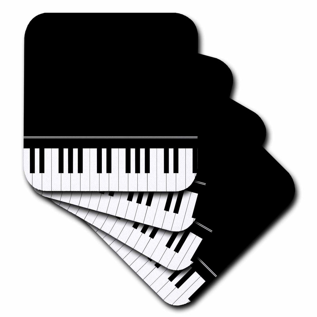 3dRose InspirationzStore Music Art Designs - Black piano edge - baby grand keyboard music design for pianist musical player and musician gifts - Coasters (cst_112947)