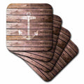 3dRose InspirationzStore Nautical Designs - White Anchor Stamp on Wood Texture Graphic Print - not Actually Wooden - Brown Grunge Nautical Theme - Coasters (CST_120205)