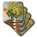 3dRose BLN Claude Monet Collection - Sunflowers by Claude Monet, 1881 Impressionist Still Life Painting - Coasters (cst_126590)