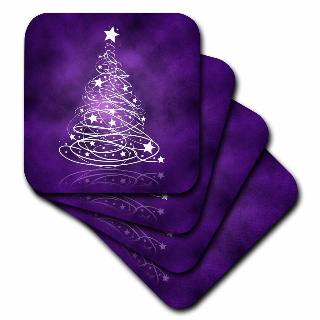 3dRose Rewards4life Gifts - Sparkling Christmas Tree on purple - Coasters (cst_128256)