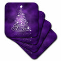 3dRose Rewards4life Gifts - Sparkling Christmas Tree on purple - Coasters (cst_128256)