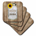 3dRose Janna Salak Designs Rustic Designs - Country Rustic Mason Jar with Sunflower - Home Sweet Home - Coasters (CST_128555)