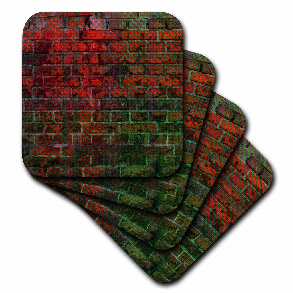 3dRose Image of Red and Green Brick Wall - Coasters (CST_336050)
