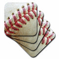 3dRose Florene Sports - Closeup Red Seams On Baseball - Coasters (cst_47841)
