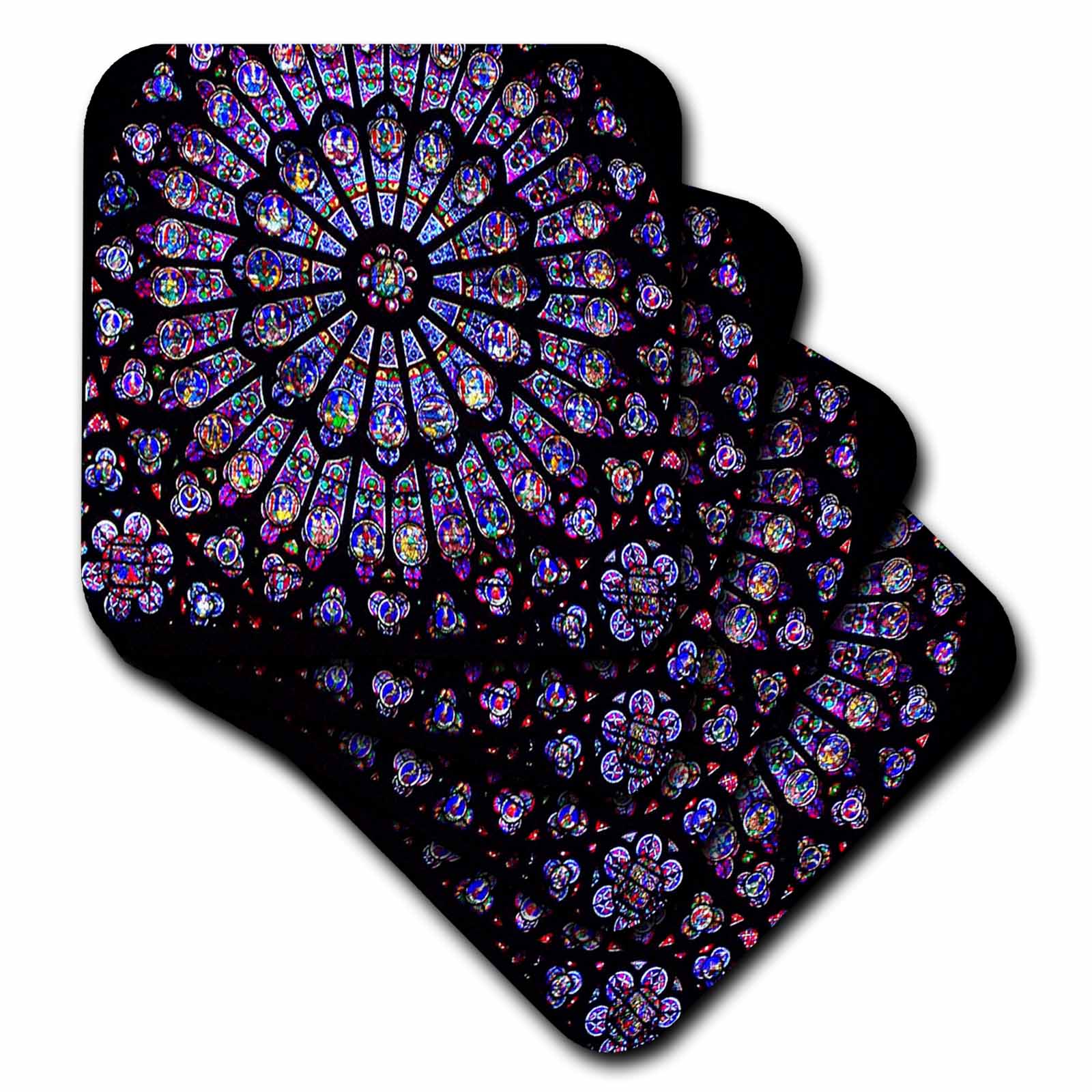 Notre Dame Cathedral Stained Glass Coaster Gift Set – Historic & Religious Decor