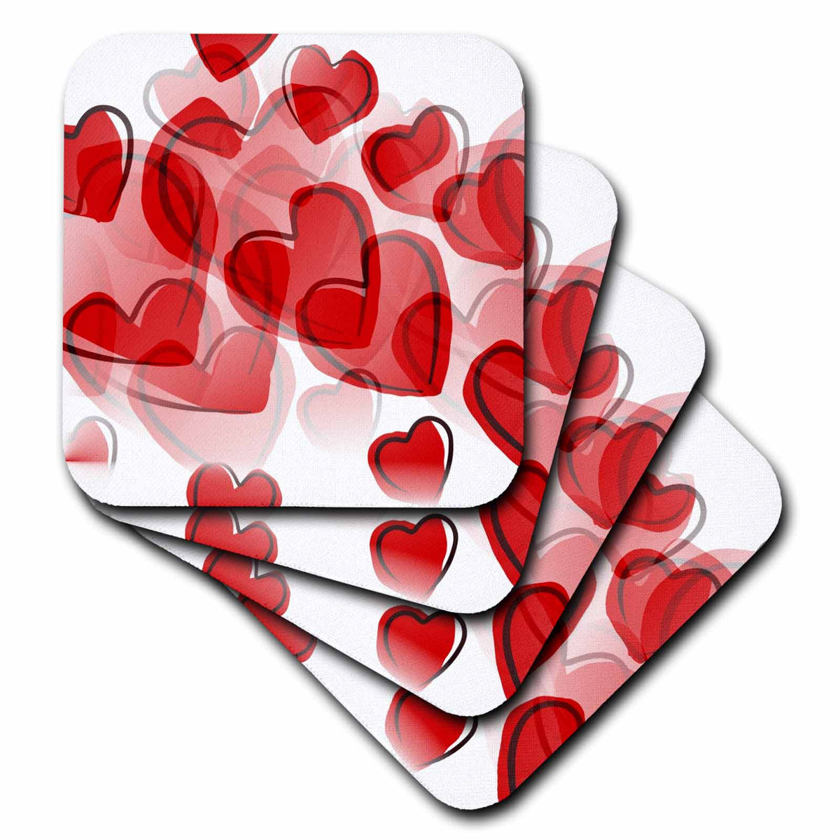 3dRose PS Creations - Love Red Hearts - Lovable Art - Valentines Day - Coasters (cst_50606)