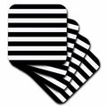 3dRose InspirationzStore Stripe Patterns - Stylish Contemporary Stripes - Black and White striped pattern aka breton stripe - Coasters (cst_56663)