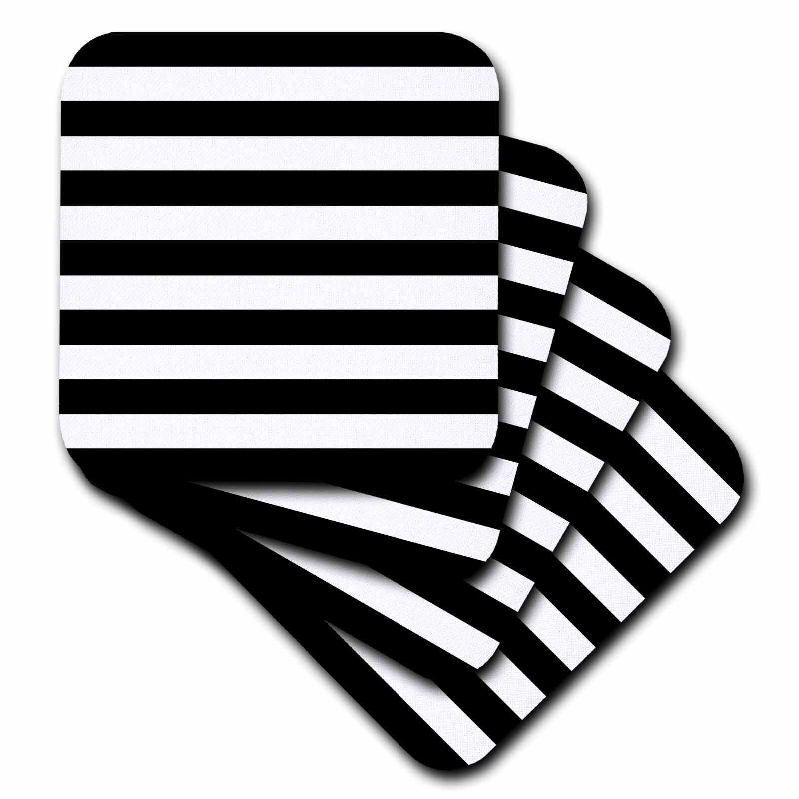 3dRose InspirationzStore Stripe Patterns - Stylish Contemporary Stripes - Black and White striped pattern aka breton stripe - Coasters (cst_56663)