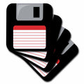 3dRose InspirationzStore Floppy Disks - Retro 90s computer black floppy disk graphic design with red label - 1990s - ninties computer tech - Coasters (cst_57457)