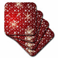 3dRose PS Christmas - Red and White Christmas Snowflakes - Winter Art - Coasters (CST_59045)