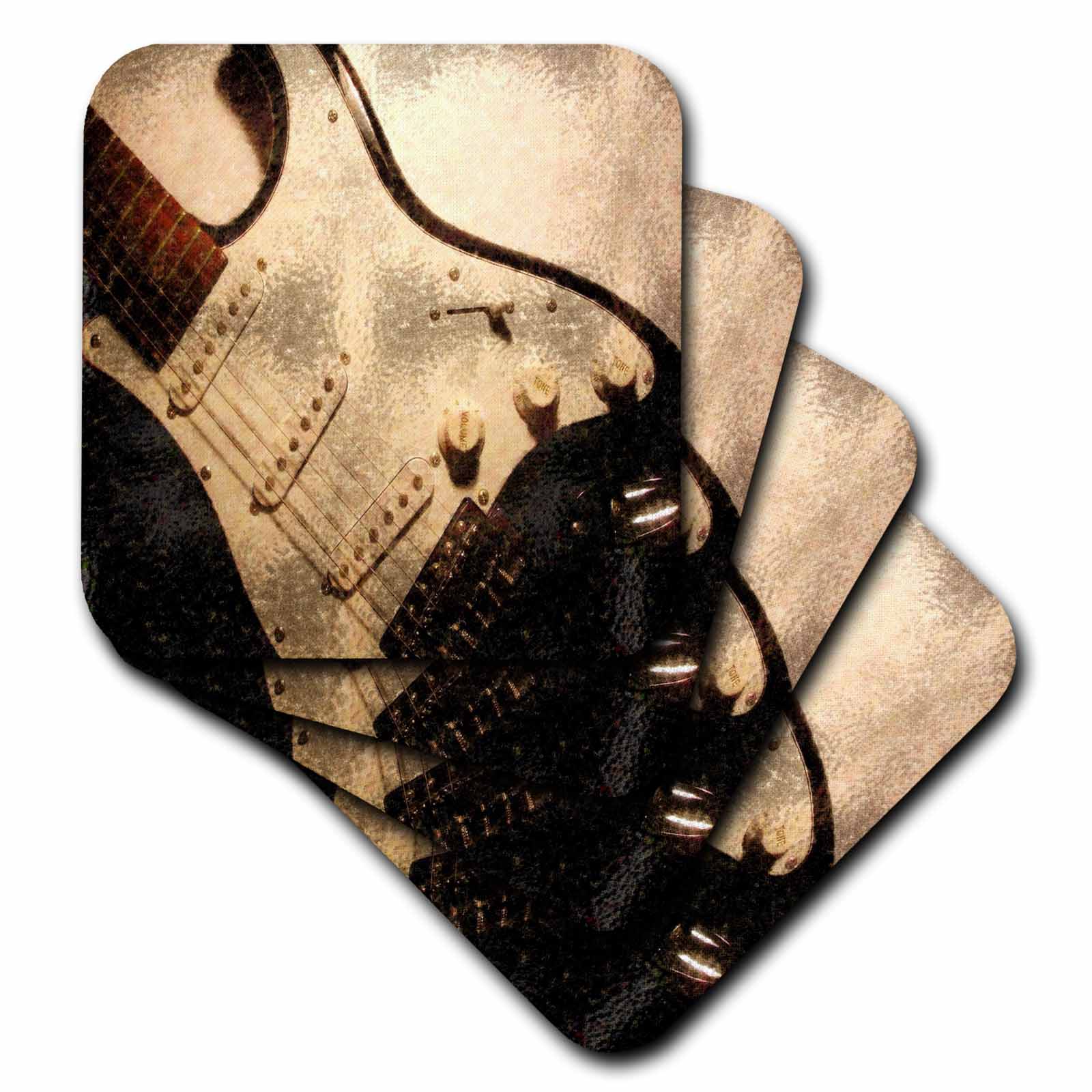3dRose Florene Music - Old Electric Guitar In Abstract - Coasters (cst_60674)